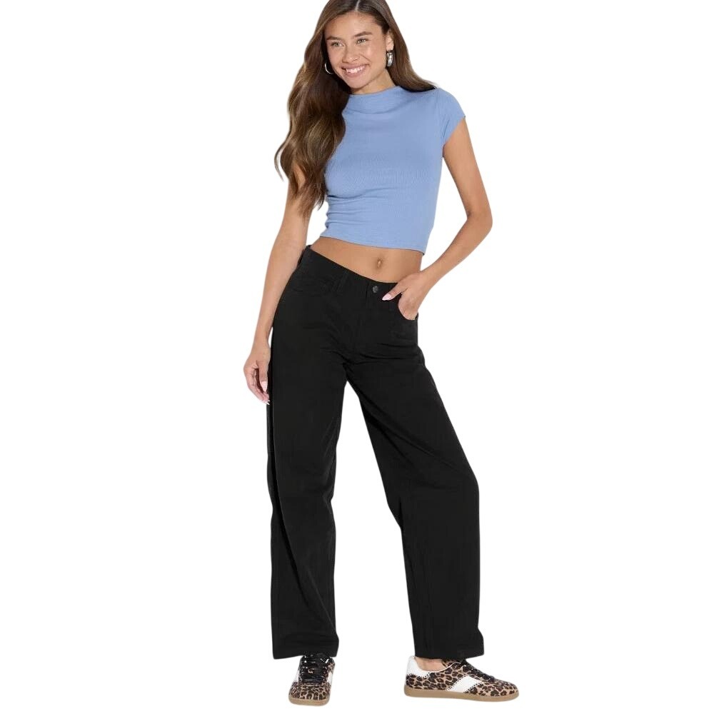 Wild Fable Women's Black Cotton Canvas Utility High‎ Rise Carpenter Pants Size 0